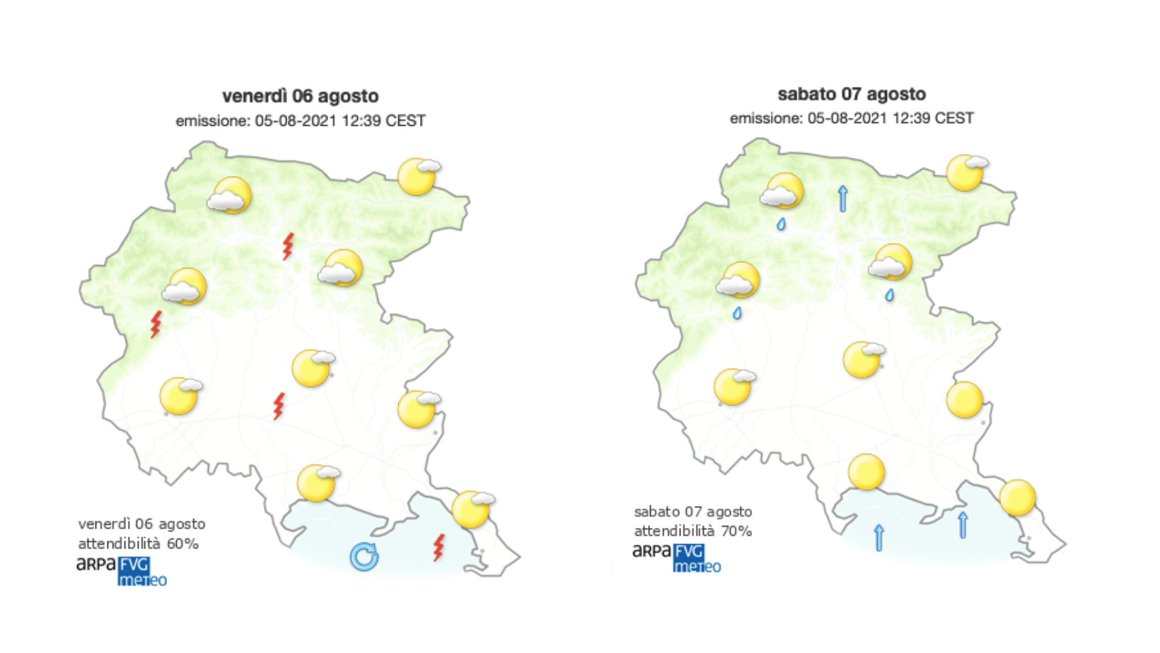 Meteo, poco nuvoloso sul Goriziano ma possibili rovesci isolati